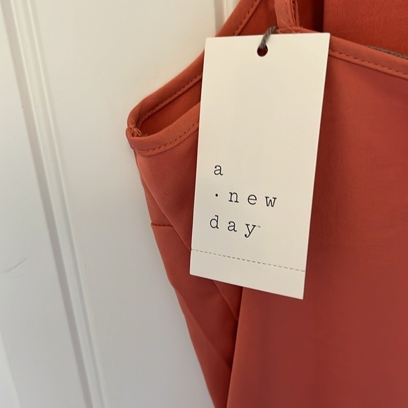 A New Day Peach Spaghetti Strap Satin Tank Midi Slip Dress Size Medium NWT - Picture 8 of 14